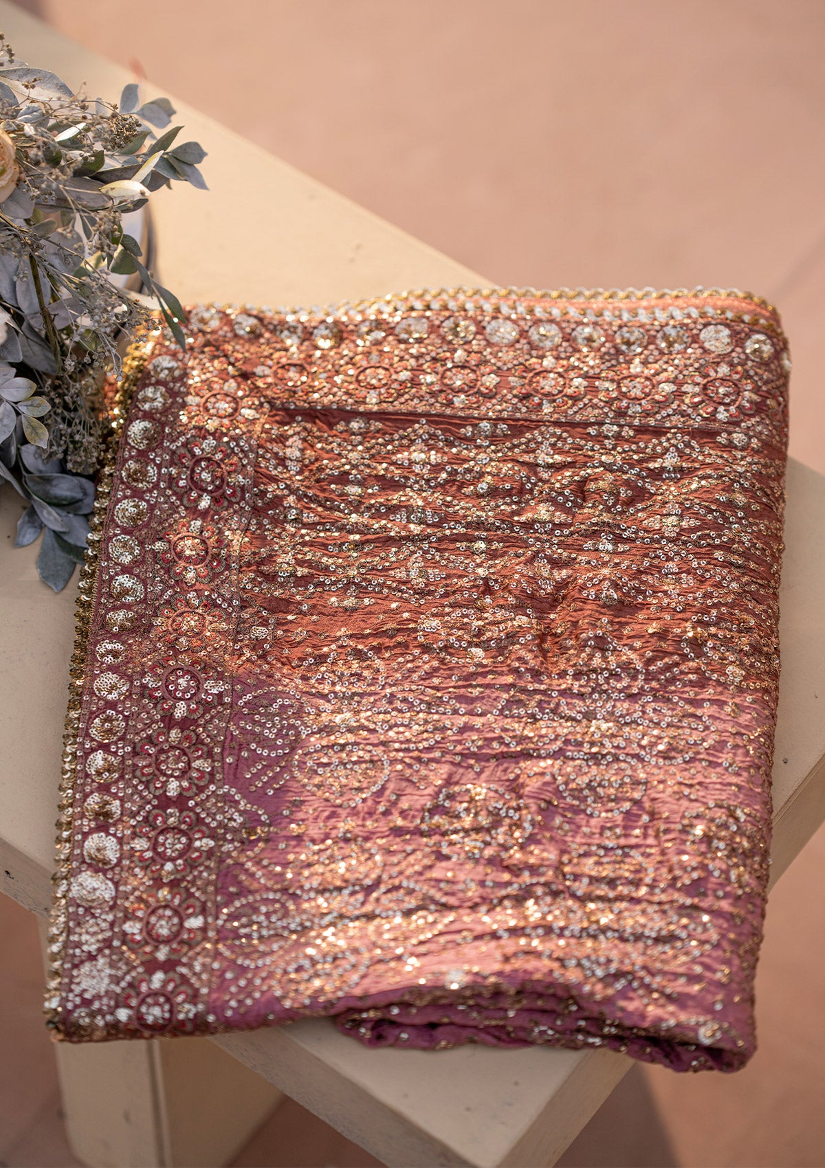 WEDDING FESTIVE '25 PINK MEDIUM SILK SHAWL
