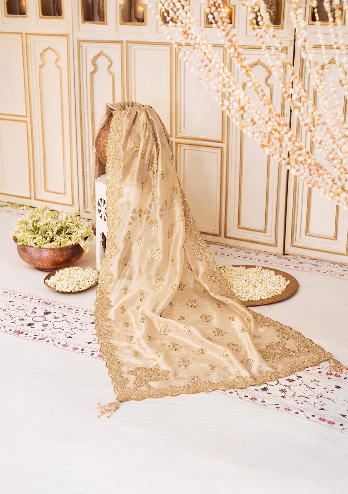 WEDDING FESTIVE ’24 VOL. 2 - LIGHT GOLD TISSUE SHAWL