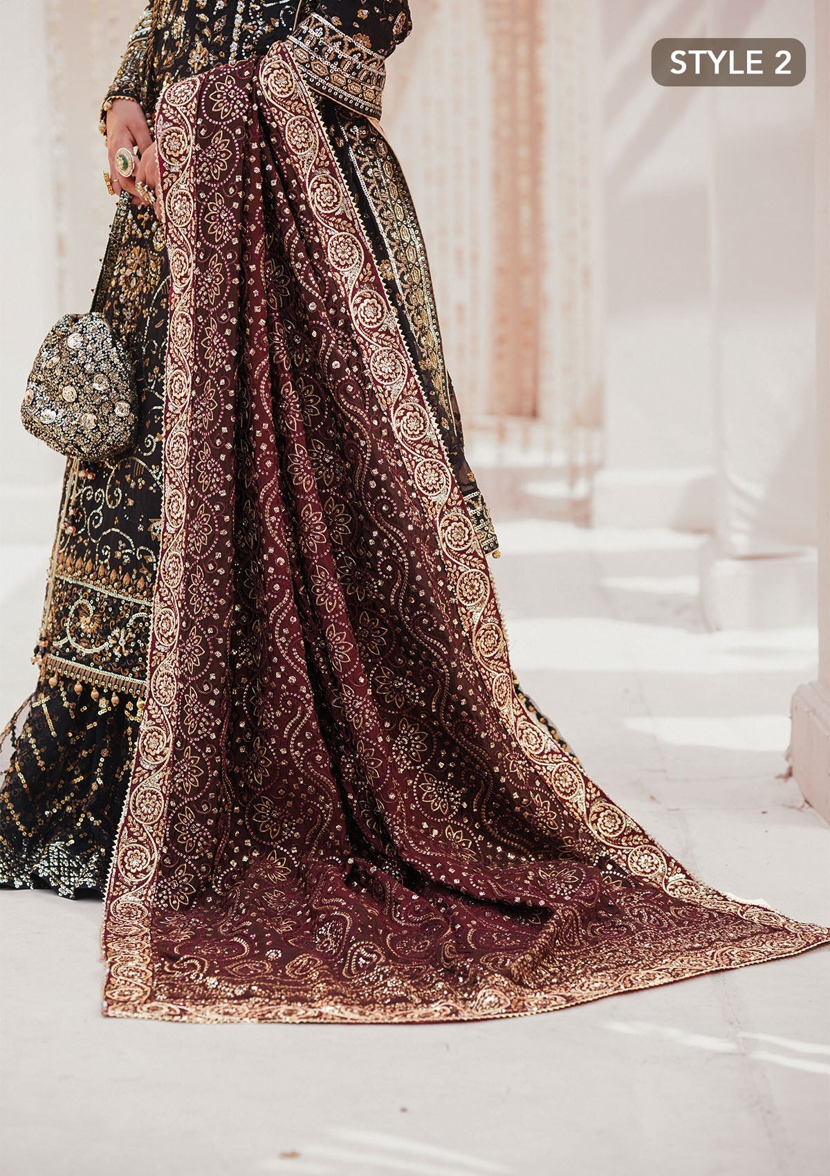 WEDDING FESTIVE ’24 VOL. 2 - MAROON TUSSAR SILK CHUNRI SHAWL