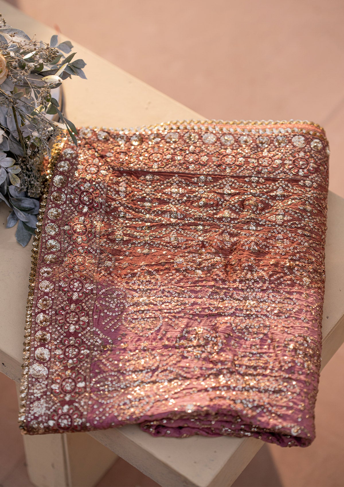 WEDDING FESTIVE ’25 VOL. 1 - PINK MEDIUM SILK SHAWL